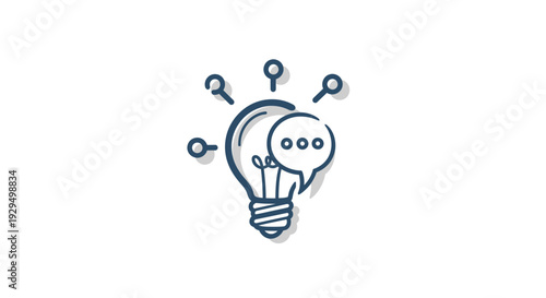 Lightbulb with Speech Bubbles and Question Marks on Isolated White Background