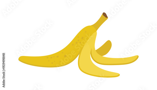 Banana peel vector illustration of single yellow fruit skin
