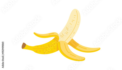 Banana peel vector illustration of single yellow fruit skin