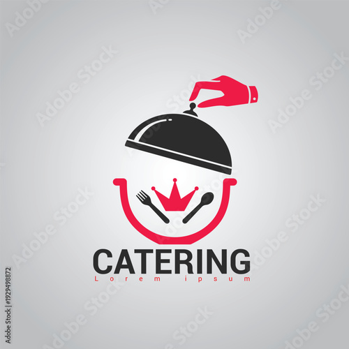 Catering Logo Design with Hand Opening Cloche and Crown