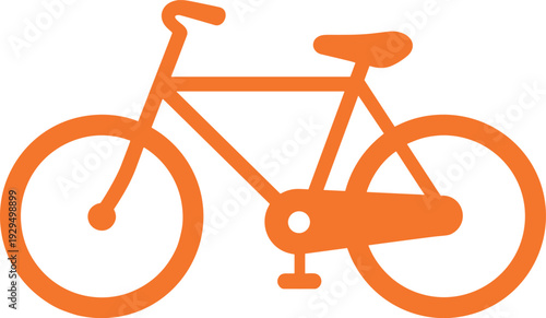 Simple orange bicycle graphic stands out against a white backdrop, perfect for any transportation themed project