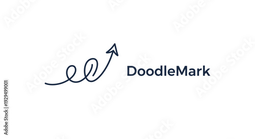 Creative Hand-Drawn Arrow with "DoodleMark" Text on Isolated White Background