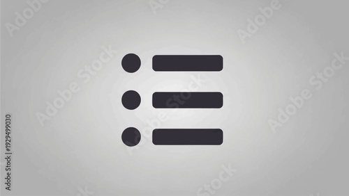 Hamburger Menu Icon with Three Horizontal Lines and Dots for User Interface Navigation, on grey gradient background