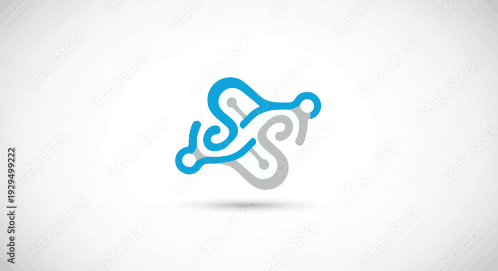 Fototapeta premium Abstract Blue and Grey Connected Network Lines Icon, in bright studio