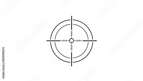 Outline Target Scope Icon with Crosshairs on Isolated White Background Representing Aim and Precision