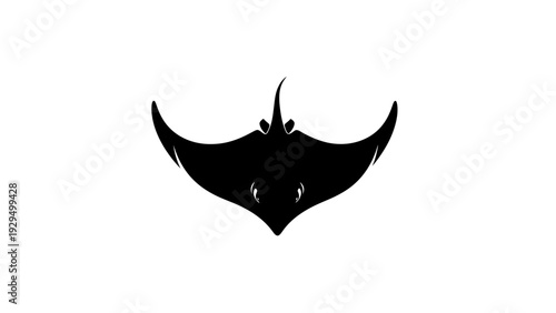Majestic Black Manta Ray Silhouette Icon for Marine Life and Ocean Concepts, isolated white background