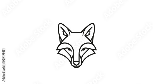 Minimalist Line Art Fox Head Illustration on Isolated White Background, Representing Wild Nature