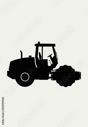 Silhouette of a Heavy Duty Road Roller Machine.