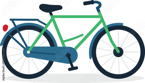Illustration of a classic bicycle with a rack on a white background