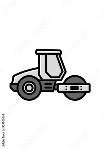 Stylized Illustration of a Road Roller Machine.