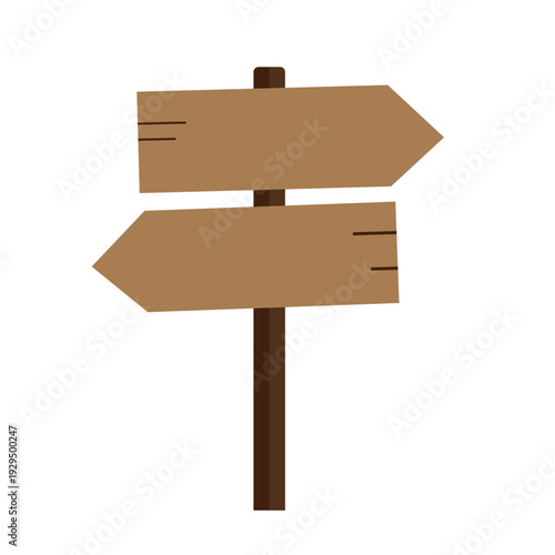 Wooden Signpost with Two Arrows Pointing in Opposite Directions Graphic