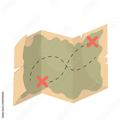 Treasure Map with Two Red Xs Marking the Spot for Adventure and Excitement