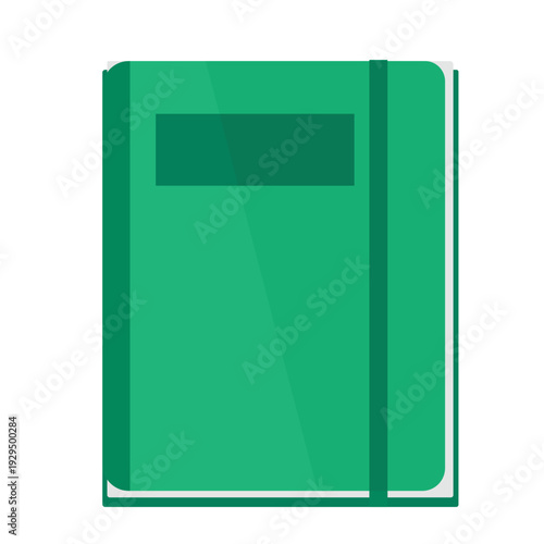 Green Book Isolated on White Background Flat Vector Illustration