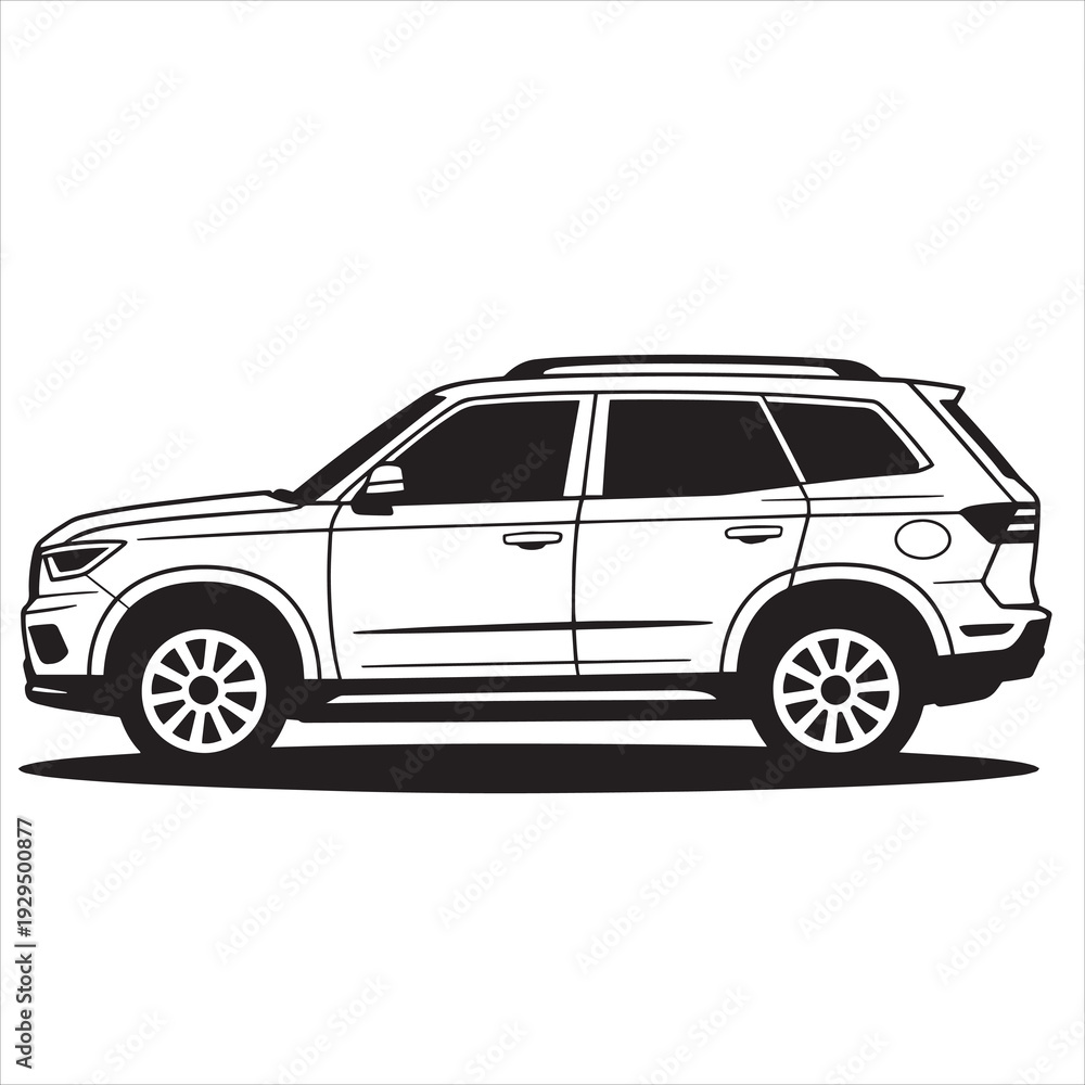 Obraz premium Vector illustration of a black and white SUV