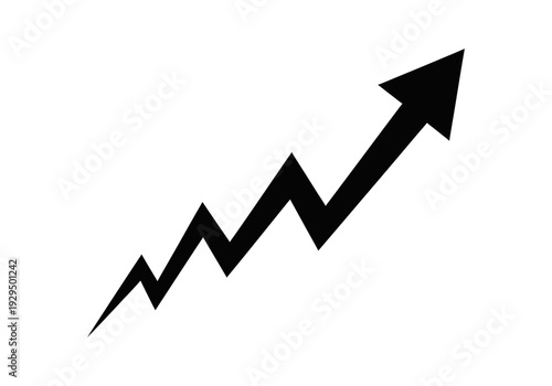 Increasing growth chart arrow icon for business and finance, simple vector symbol