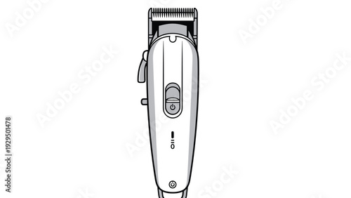 Overhead view of a modern electric hair clipper or trimmer used for professional barbering and personal grooming at home or salon.