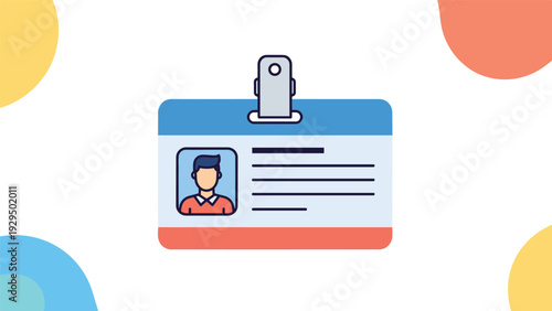 Personal identification card or ID badge featuring a portrait of a man and descriptive text lines for security and access.