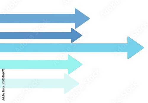 Blue arrows pointing right for infographic and presentation design, vector icons