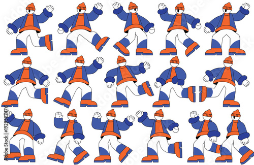 Flat Design Boy Character Animation Sprite Sheet Vector Set