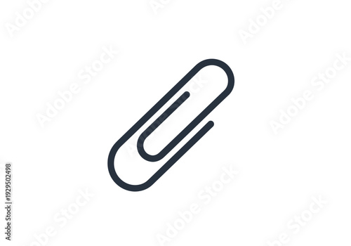 Paperclip icon for document attachment and office supplies, minimalist vector symbol