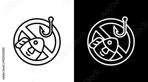 No Fishing Icon Sheet Black And White