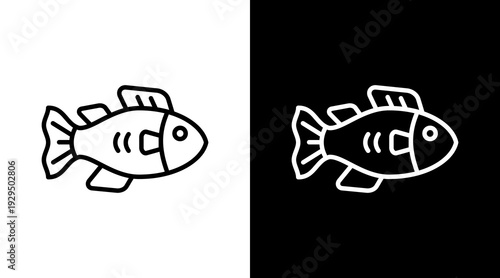 Fish Icon Sheet Black And White
