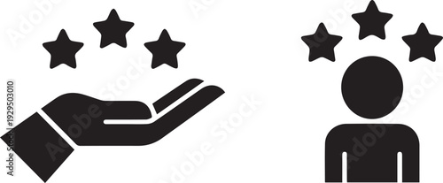 Hand holding star icon isolated on white background