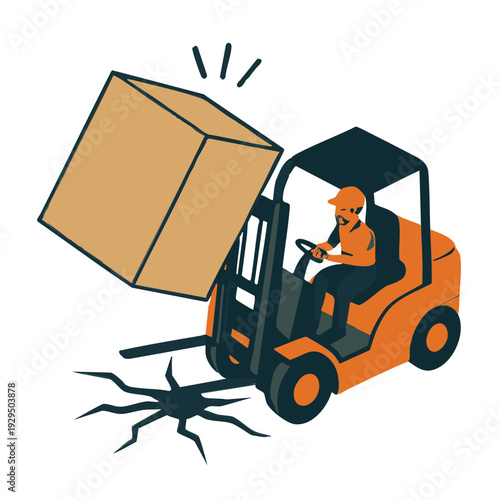 Forklift dropping heavy box accident safety hazard