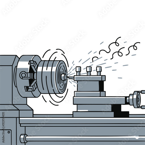 Precision metal lathe machine turning workpiece view