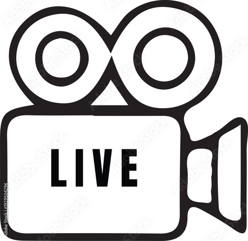 Black and White Live Video Camera Icon Vector