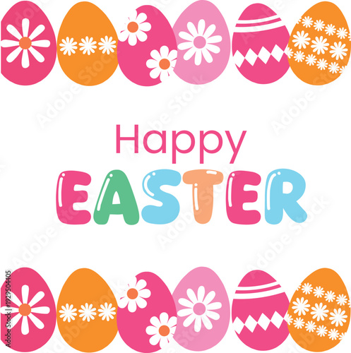 Happy easter celebration with colorful decorated eggs