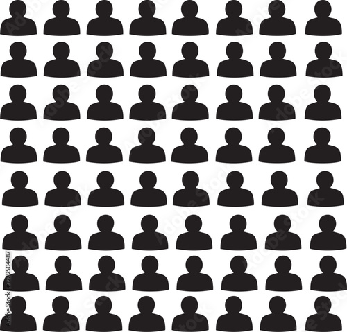 Seamless pattern of black human silhouette on a white background person