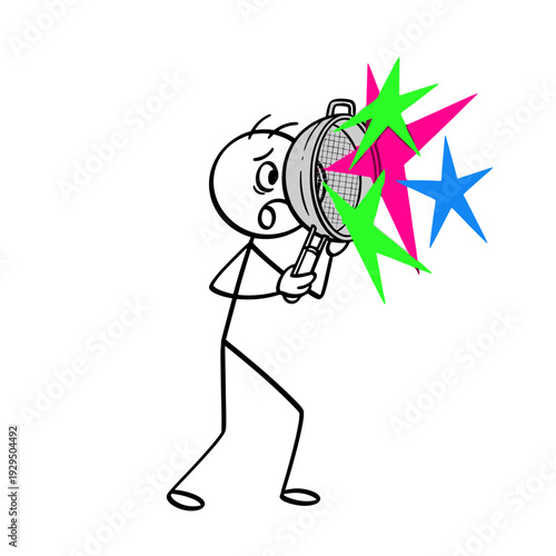 Neurodivergent person managing visual overstimulation with protective sensory tools.