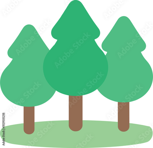 Stylized forest with three green trees on a small patch of grass