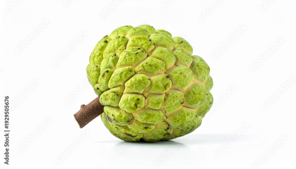 Fototapeta premium Fresh Green Custard Apple Isolated on White Background