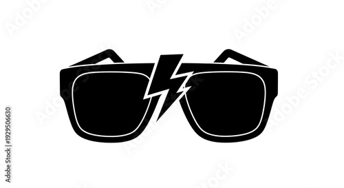 Black Sunglasses with Lightning Bolt Design.