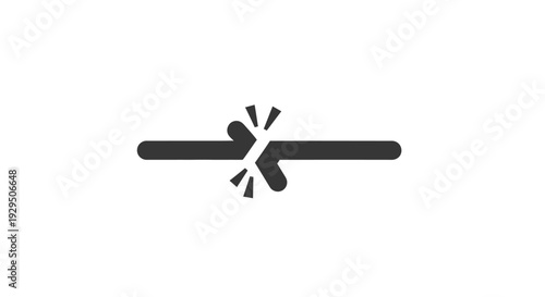 Black Zip Broken Zipper Icon Symbol.