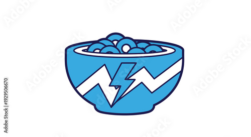 Blue Bowl of Oatmeal with Berries.