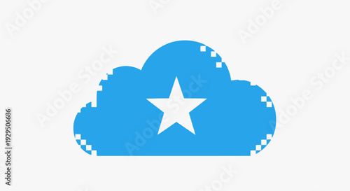 Blue Cloud Icon with White Star Symbol.
