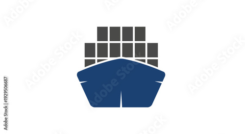 Blue Cargo Ship with Containers.