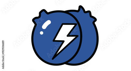 Blue Cartoon Bomb with Lightning Bolt.