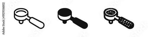 Espresso Portafilter Icon Set - Outline, Solid, and Hand-drawn Styles for Coffee and Barista Themes