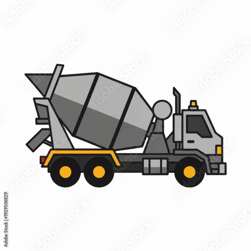 Cement Mixer Truck Illustration Vehicle.
