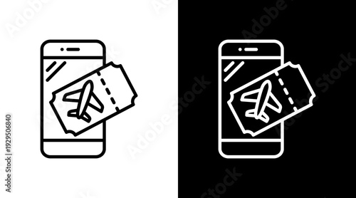 Online Booking Icon Sheet Black And White