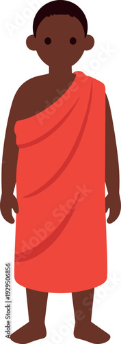 Flat vector illustration of a young man wearing traditional african toga