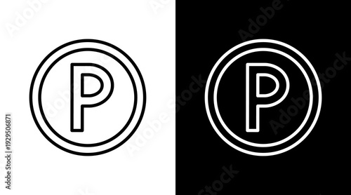 Parking Sign Icon Sheet Black And White