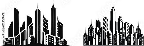 Modern City Skyline Silhouette Vector