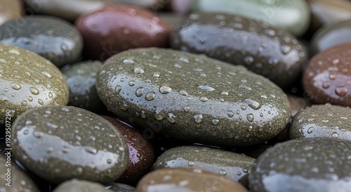 Polished Pebbles with Water Shine