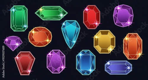 Vibrant collection of colorful gemstones and jewels