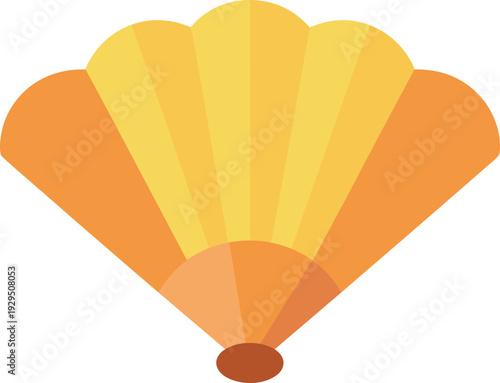 Elegant fan with yellow and orange design for decorative purposes